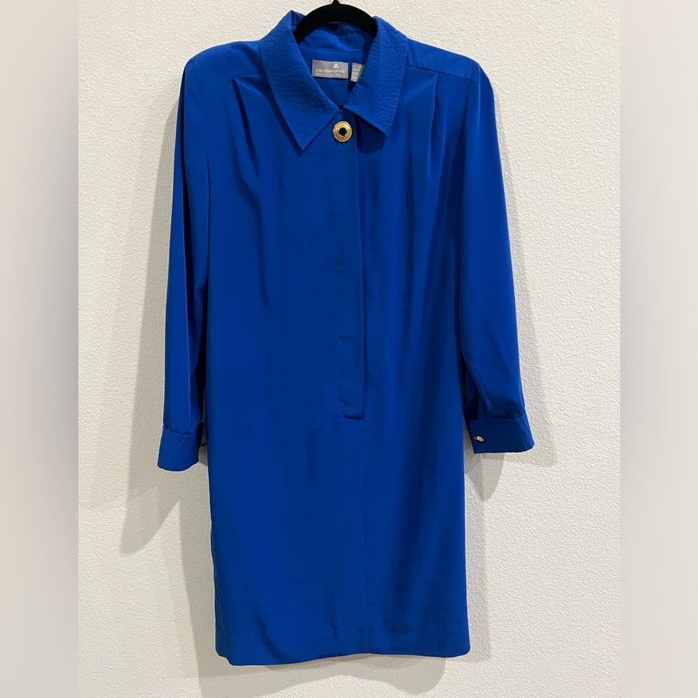 Vintage Liz Claiborne royal blue dress with gold buttons